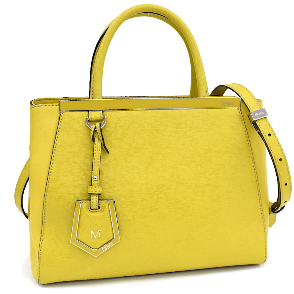Fendi Petite 2 Jours Handbag Leather Yellow
